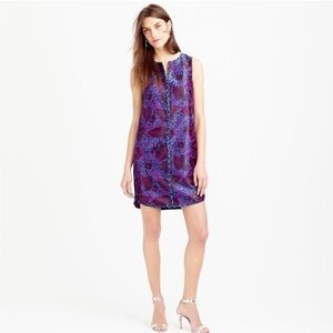 J.Crew Midnight Floral Jaquard Shift Dress Size 2P